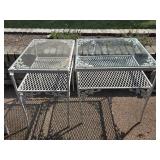 2 Cast Iron Side Tables with Glass Tops