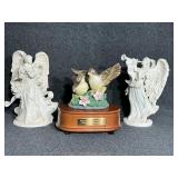 Porcelain Sparrow Figurine Music Box, Angel