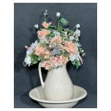 Cream Colored Ceramic Pitcher& Wash Bowl Set