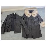 Womens Leather Jacket with Fur Cuffs and Collar