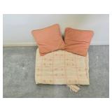 Pink Heart Blanket, 2 Pink Pillows