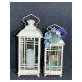 Decorative Cream Lanterns W/Battery Opt Candles