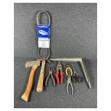 Metal Brackets, Mower Belt, Axe, Tin Snips