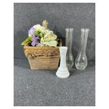 Vases, Faux Flowers in Pot