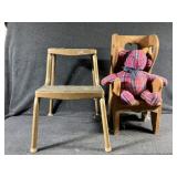 Step Stool, Wood Doll Chair, Fabric Bear