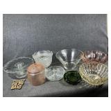 Glass Serving Bowls, Cake Stand, Relish Dish