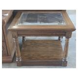 Glass Inlay Wooden Side Table