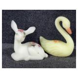 Fenton Handpainted Fawn and Swan