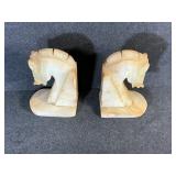 Hand Carved Onyx Marble Stone Horse Bookends