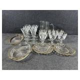 Queen Esther Pattern Wine Glasses, Glass Pitcher