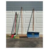 Metal Snow Shovel, Push Broom,Kitchen Brooms(3)