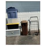 4 Wheel Utility/Shopping Cart, Tubs(5),Trash Can