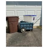 Blue Collapsible Utility Cart, Trash Can, Tote
