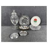 Glass Jar, Decorative Plates(3), Metal Pressed