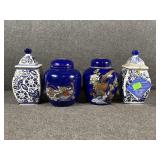 Floral Jar w/ Lid & Porcelain Ginger Jar (2)