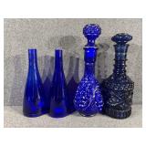 Cobalt Blue Decanters (2) Wine Bottles (2)