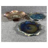Blue Iridescent Carnival Glass Hostess Plate (2)