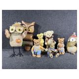 Bear and Owl Figurines