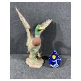 Homco Duck Figurine, Blue Ceramic Duck Figurine