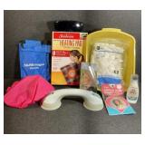Heating Pad, Shower Cap, Cotton Balls, Rain
