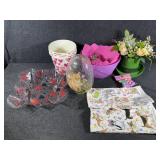 Spring Decor., Cat cup & Towels, Heart Cup/bowl