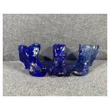 Blue Fenton Glass Shoes(3)