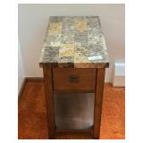 Stone Top Wooden End Table