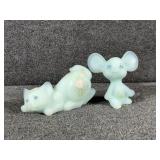 Blue Satin Fenton Mouse and Cat