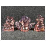 Fenton Pink Carnival Clowns(3)