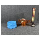 Carnival Bud Vase, Akro Aggie Scottie Powder