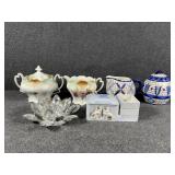 Creamer and Sugar China Set, Glass Votive Holder,