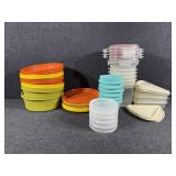 Tupperware bowls, rubber made containers
