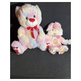 Large Bear Rainbow Tie-Dye Red Satin Bow