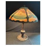Chipped Ice Painted Scenic Lamp Dual Light