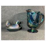 Harvest Grape Carnival Glass Pitcher, Carnival