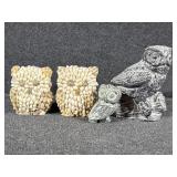 Stone Carved Owl, Canada Made Owl, Sea Shell