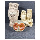 Stone Carved Owl Figurines(3)