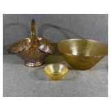 Fenton Glass Amber daisy & button design, Anchor