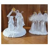 Acrylic Nativity & Angels W/Fiber Optic Wings