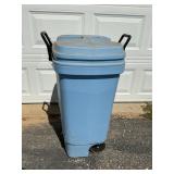 Blue Trashcan With Wheels