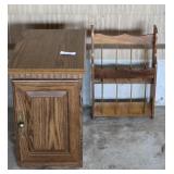 Wooden End Stand with Magazine Holder