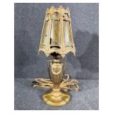 Ornate Medievil Desk Lamp with Paper Insert Shade