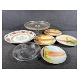 Glass Cake Stand, Decorative Plates(4)