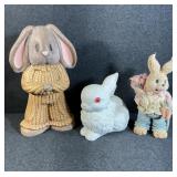 Ceramic Red Eyed Bunny, Ceramic Bunny In Knitted