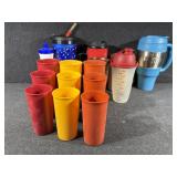 Tupperware cups, travel mugs