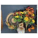 Floral Wicker Wall Piece, Faux Fall Flowers
