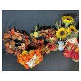 Fall Wreaths (2), Mini Milk Can W/ Faux Flowers