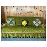 Mid-Century Modern Sofa Olive Crushed Velvet