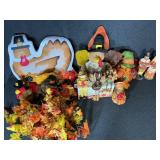 Tub of Thanksgiving Decor, Faux Flowers