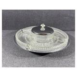 Kromex glass & steel relish lazy Susan tray